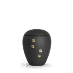 Urna ceramiczna czarna ze złotymi łapkami