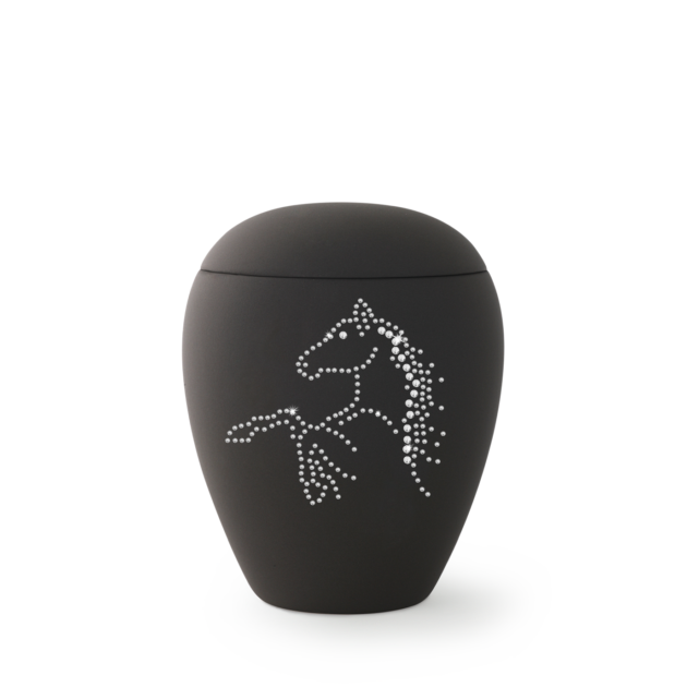 Urna ceramiczna relikwiarz dla konia czarna